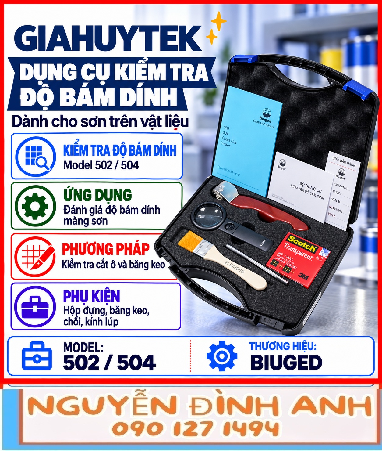 Thử bám dính sơn BGD 502, 504 theo tiêu chuẩn