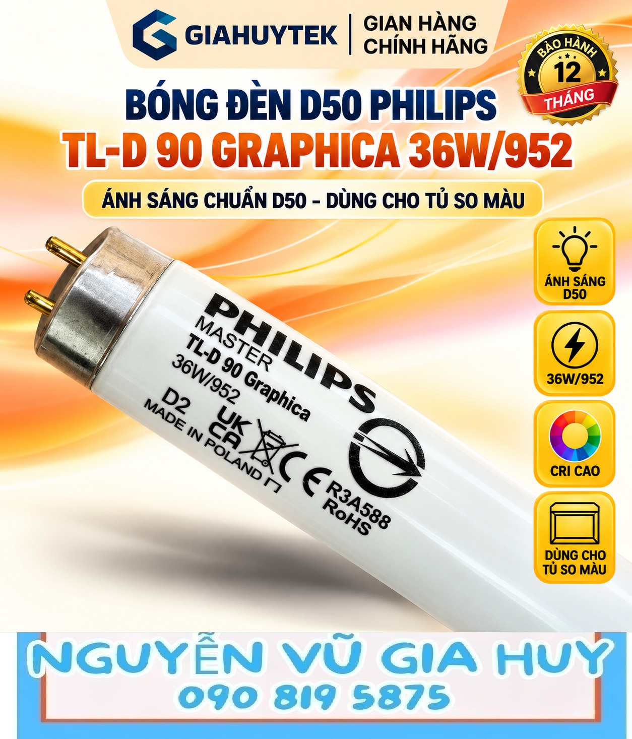 Bóng đèn D50 Philips MASTER TL-D 90 Graphica 36W/952 - Nguyễn Vũ Gia Huy